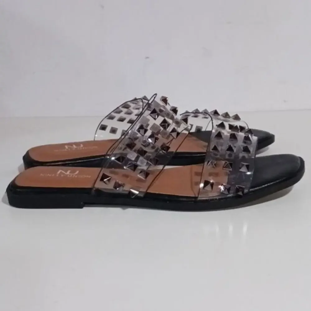 Ninety Union Bloom clear studded sandal size 8